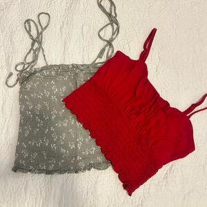 Hollister Red and Gray Camisole Set